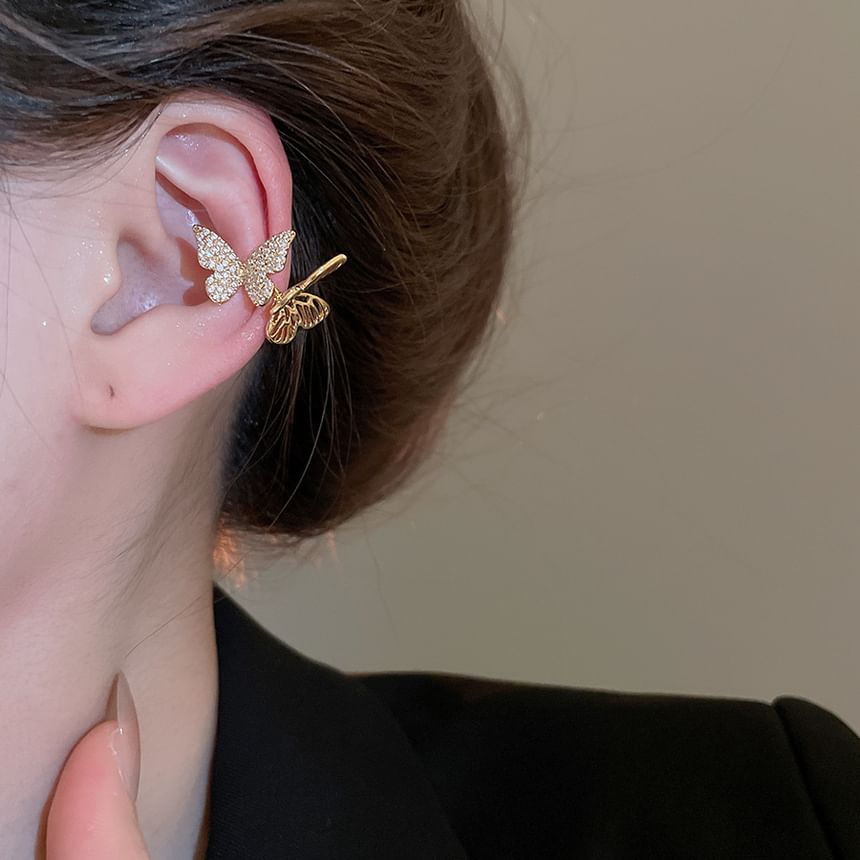 Rhinestone Butterfly Cuff Ear