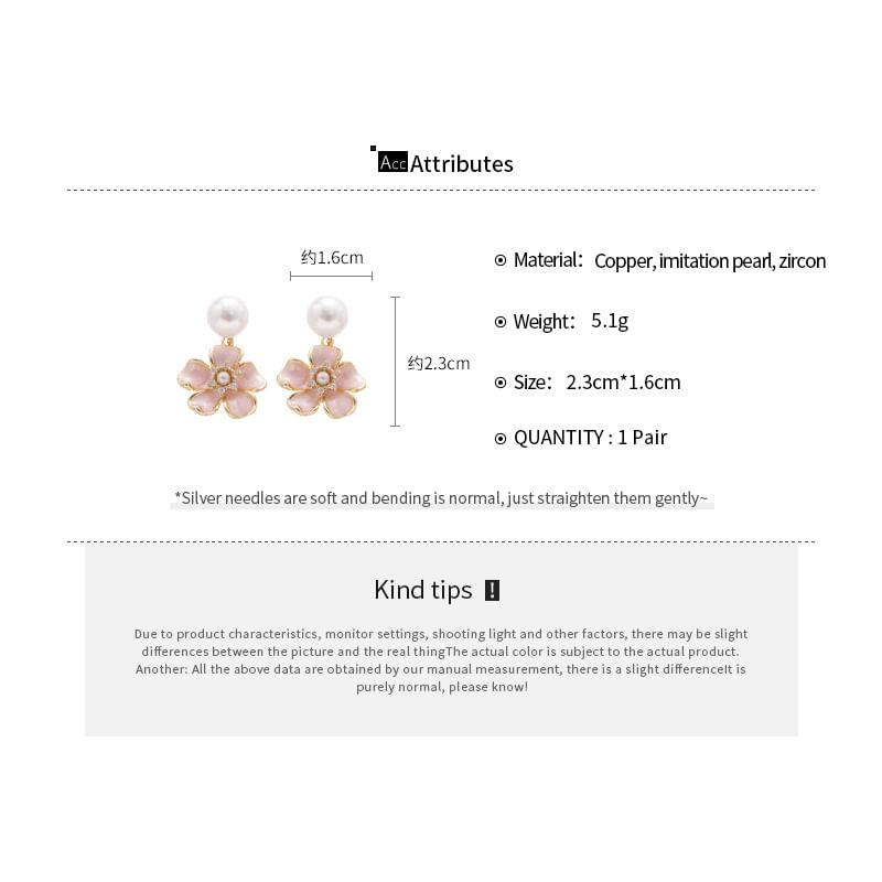 Drop Earring Pearl Faux Floral