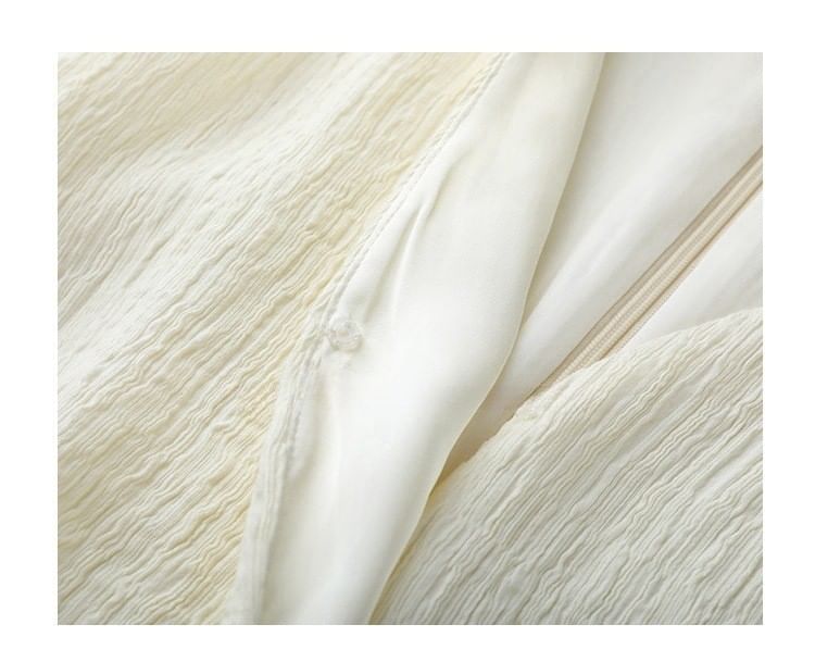 Slit Wide Plain V-Neck High Top Tank Rise Knot / Pants Leg