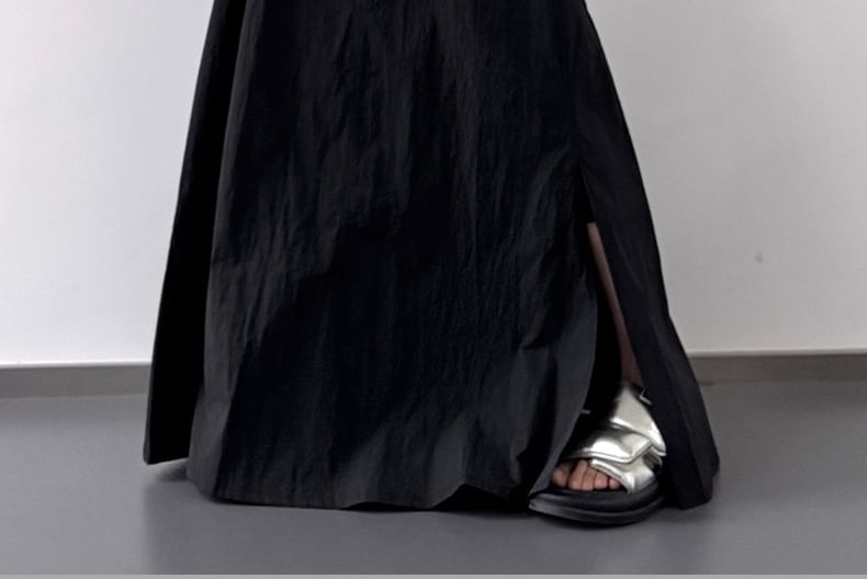 Rise Slit Skirt High Plain Maxi A-Line