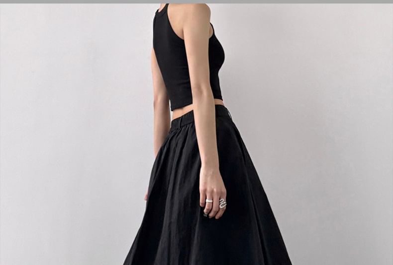 Rise Slit Skirt High Plain Maxi A-Line