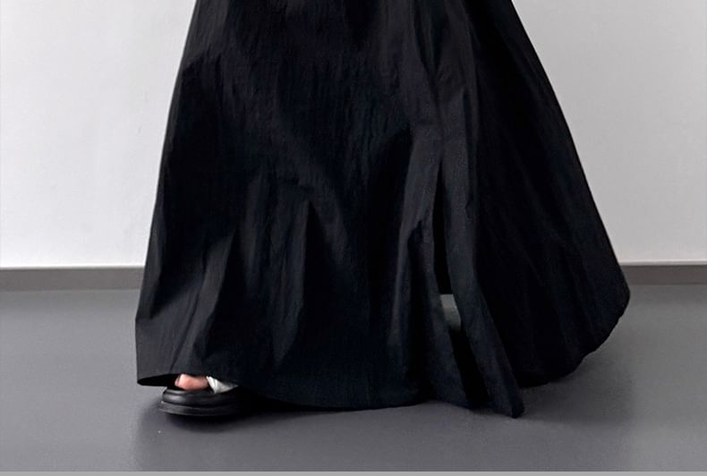 High Skirt Rise Slit A-Line Maxi Plain