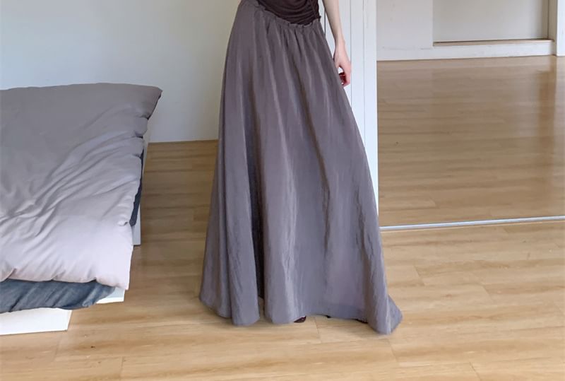 Asymmetric One-Shoulder Ruched Panel Maxi A-Line Dress