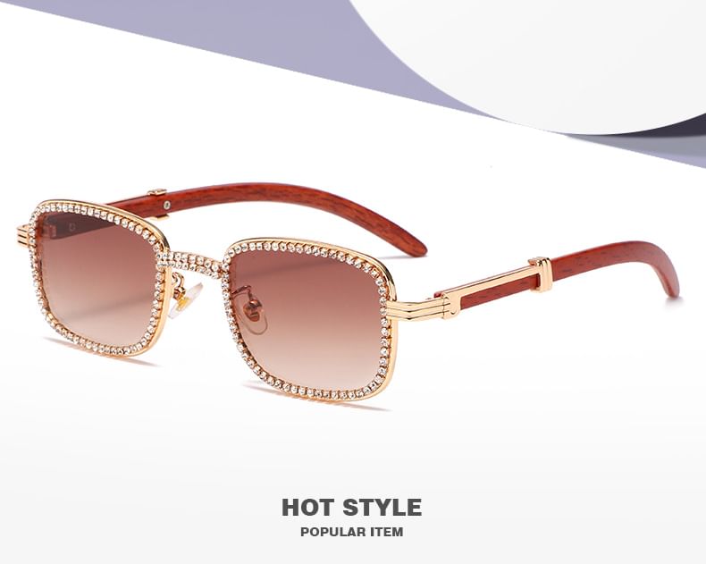 Frame Square Sunglasses Rhinestone