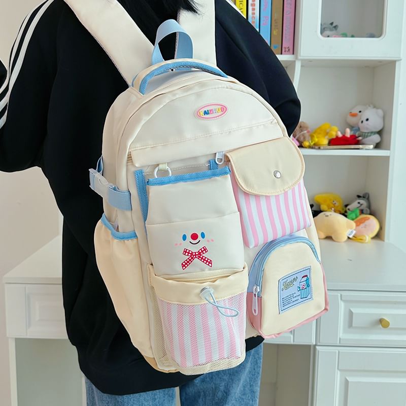 Zip Plaid Panel Backpack