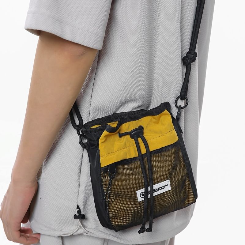 Drawstring Color Block Crossbody Bag