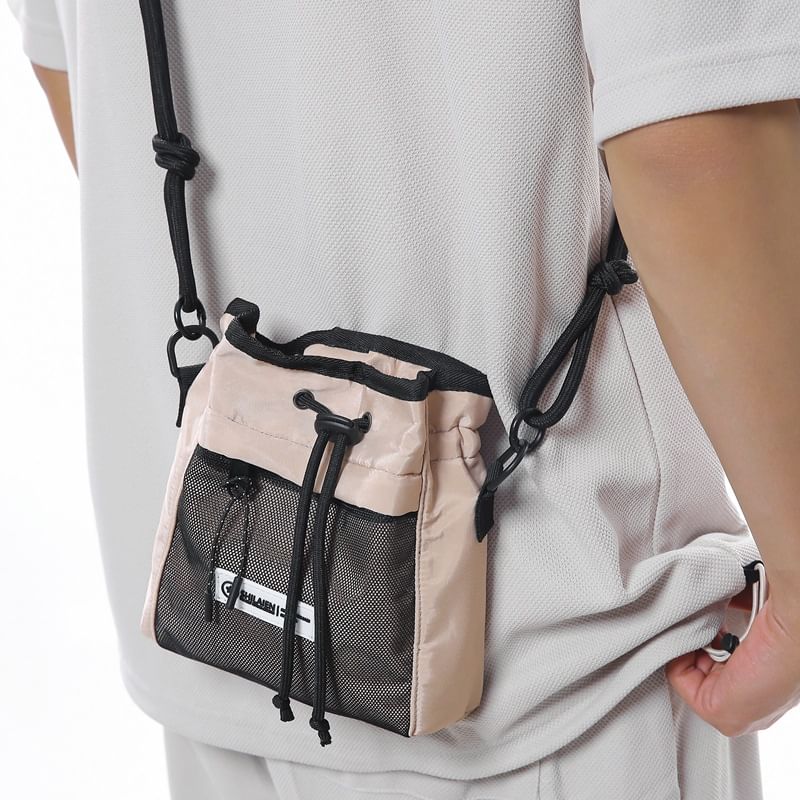 Drawstring Color Block Crossbody Bag