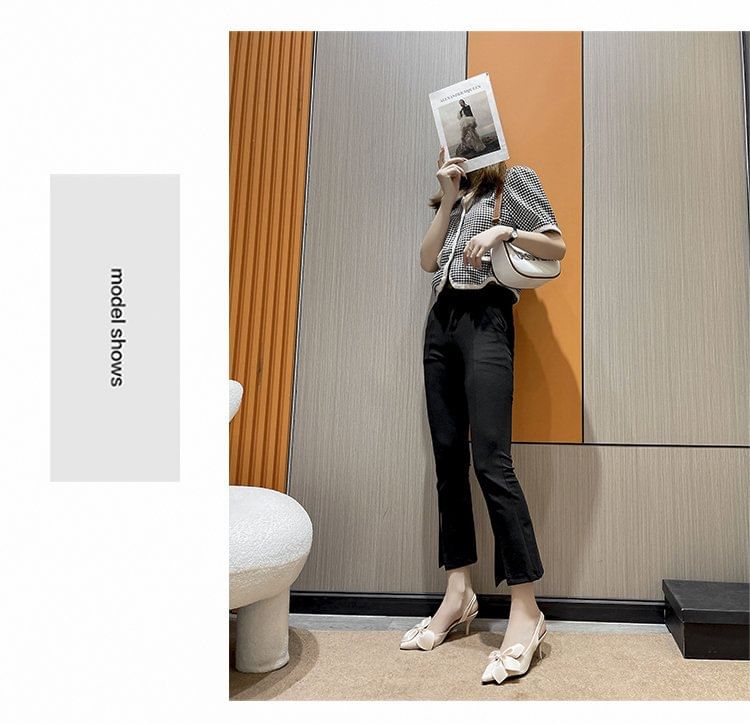 Bow Toe Pumps Slingback Pointed Satin