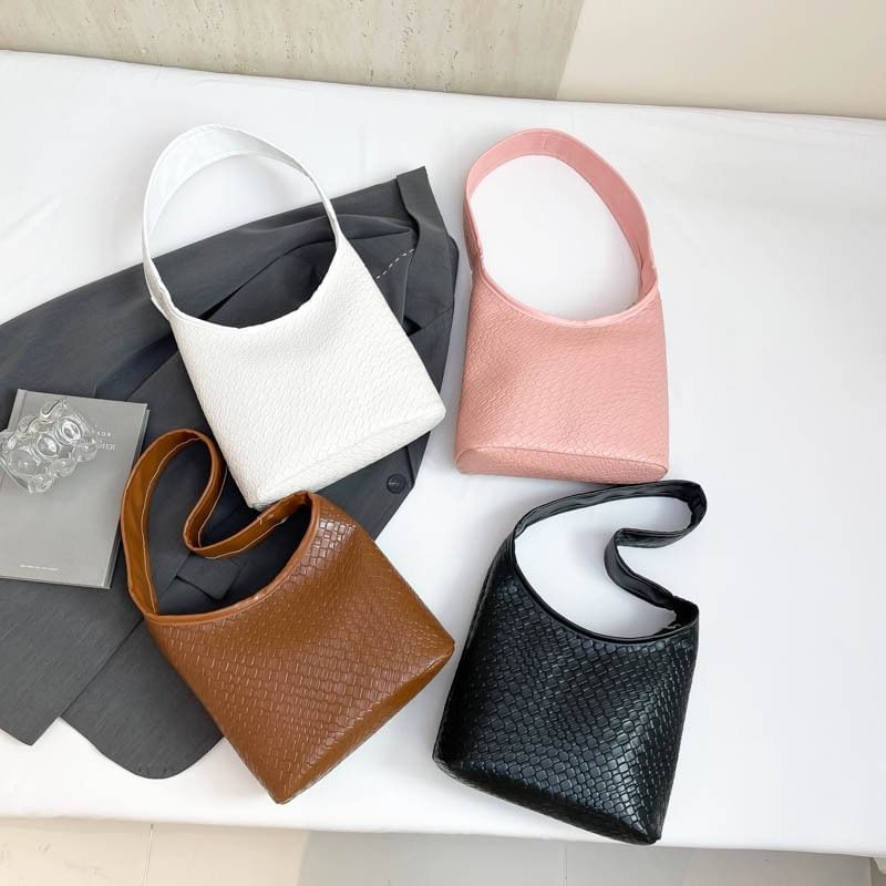 Faux Leather Zip Shoulder Bag