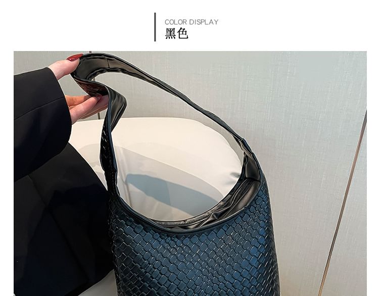 Faux Leather Zip Shoulder Bag