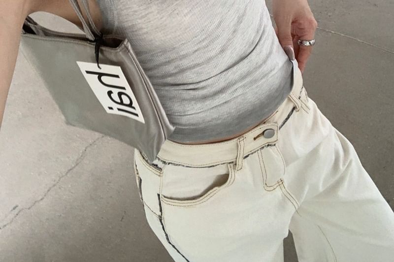 Tank Slim Gradient Ribbed Fit Neck Scoop Top