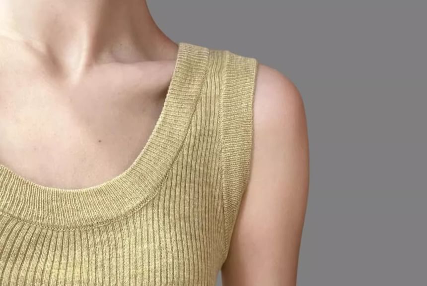 Plain Top Tank Neck Scoop Knit