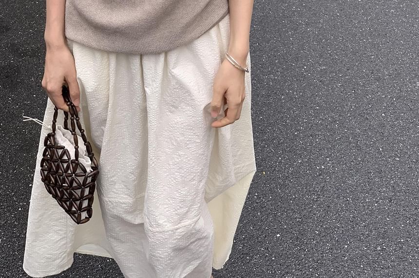 Plain Short-Sleeve Knit Off-Shoulder Top