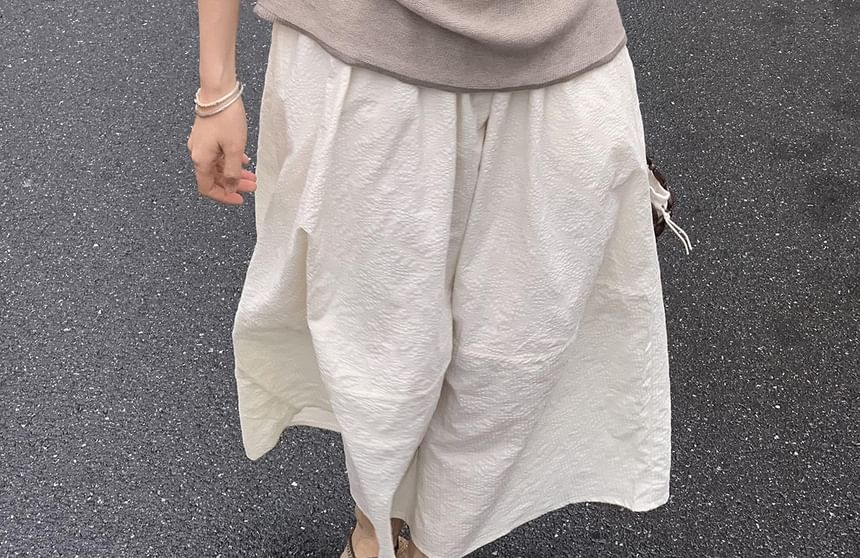 Plain Short-Sleeve Knit Off-Shoulder Top