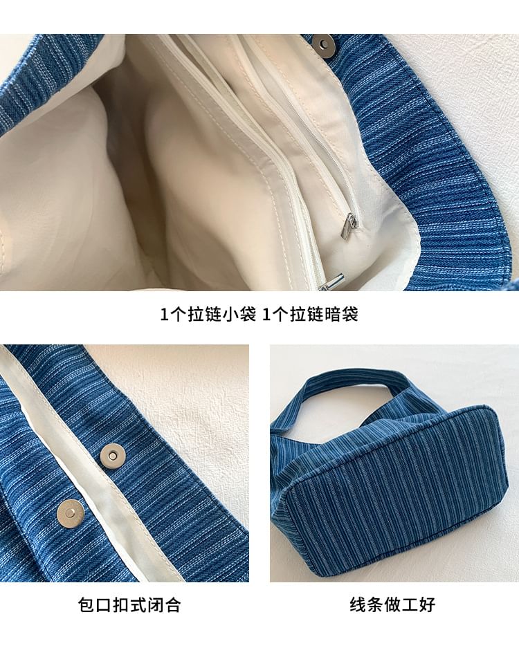 Striped Denim Shoulder Bag