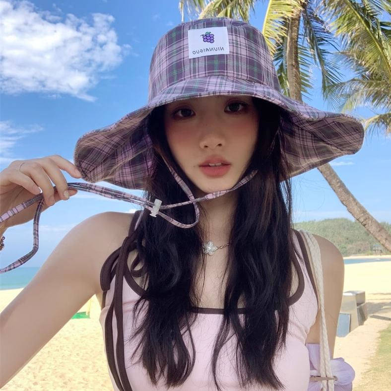 Plaid Hat Applique Lemon Sun