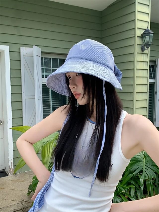 Lettering Hat Striped Sun Applique