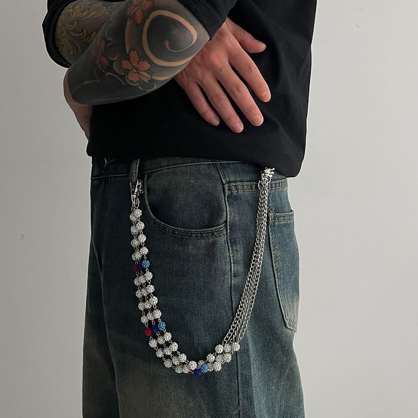 Rhinestone Beaded Layered Waist Chain