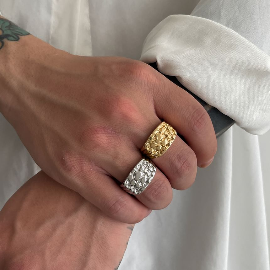 Textured Signet Open Ring