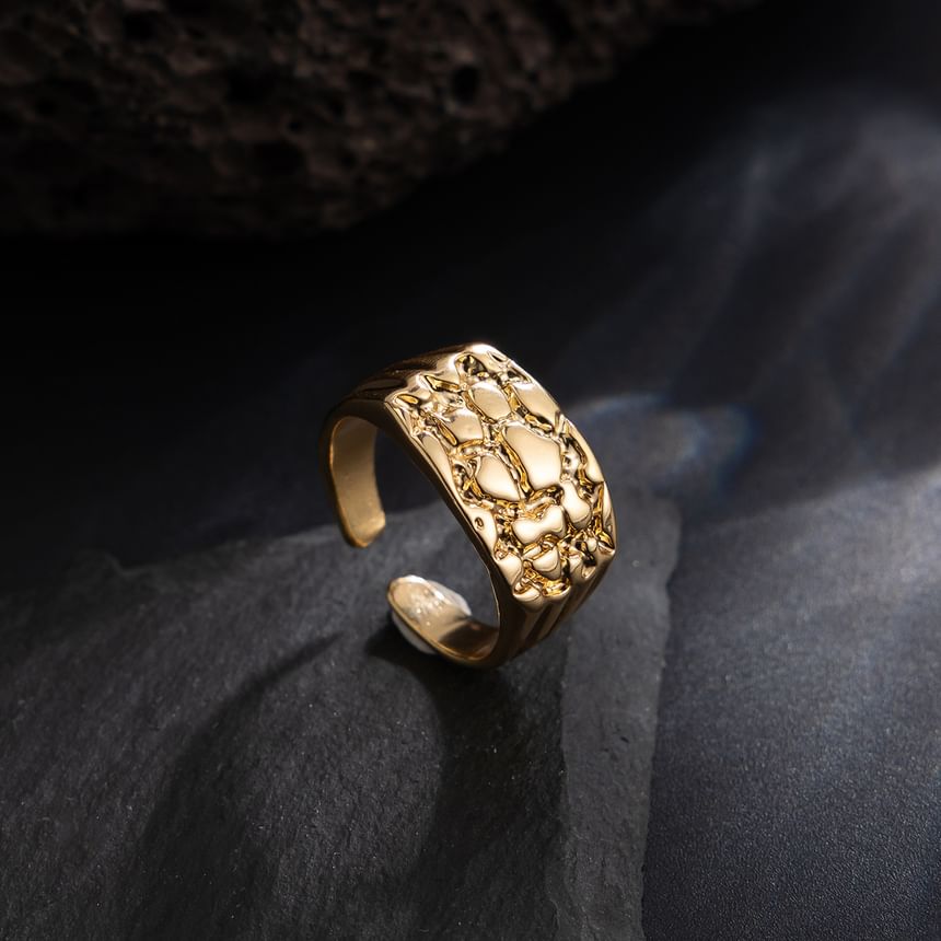 Textured Signet Open Ring