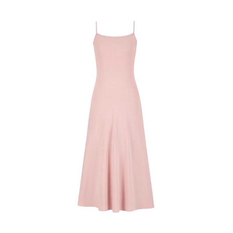 Scoop Neck Spaghetti Strap Plain A-Line Maxi Dress