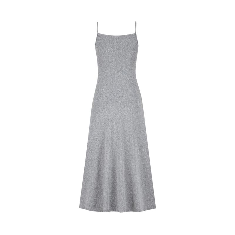 Scoop Neck Spaghetti Strap Plain A-Line Maxi Dress