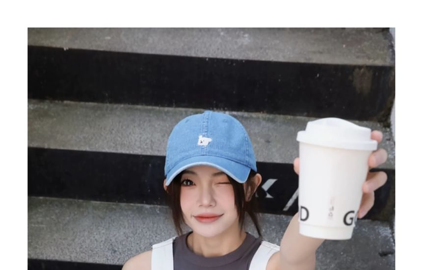 Dog Embroidered Denim Baseball Cap