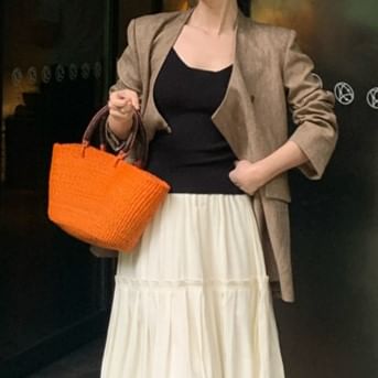 Scoop Strap Spaghetti Top Camisole Plain Neck