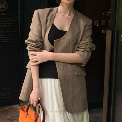 Scoop Strap Spaghetti Top Camisole Plain Neck