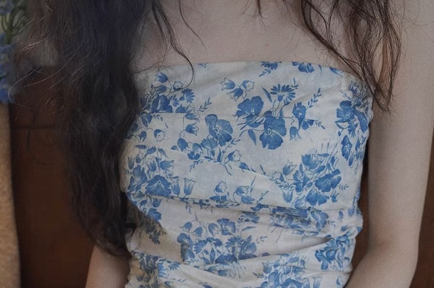 Tube Top Print Sleeveless Floral