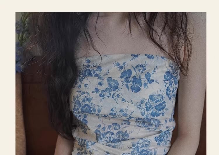 Sleeveless Floral Tube Print Top