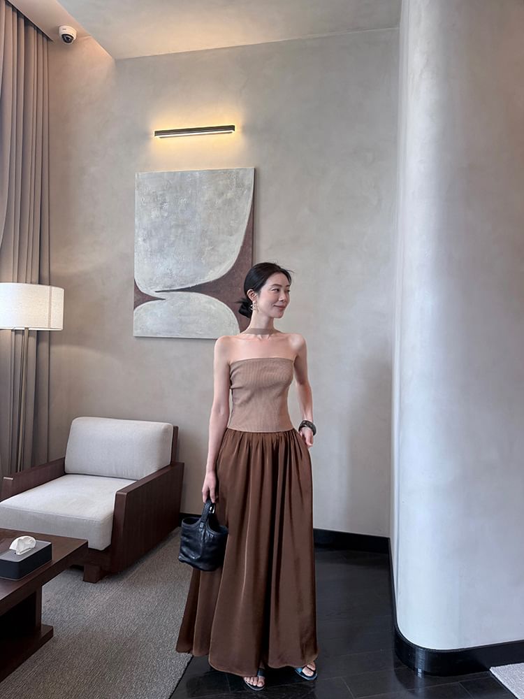 Ribbed Top Plain Knit Neck Halter