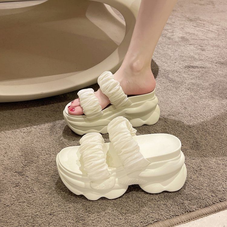 Sandals Platform Ruched Slide