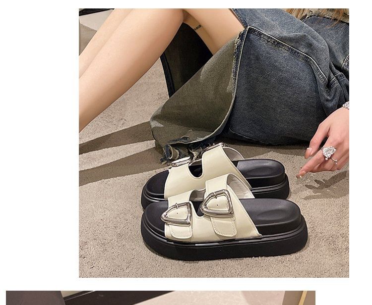 Buckled Platform Sandals Slide