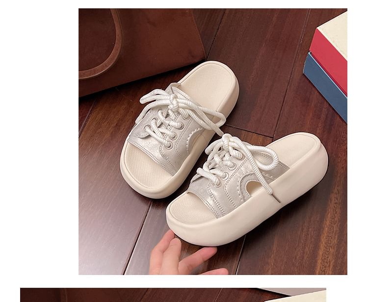 Platform Slide Lace-Up Sandals