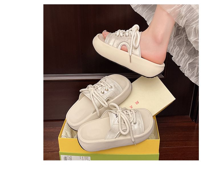 Platform Slide Lace-Up Sandals