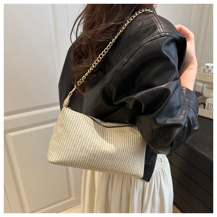 Woven Chained Strap Shoulder Bag