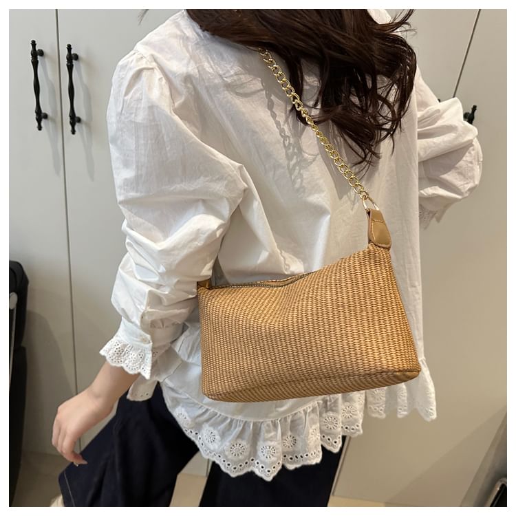 Woven Chained Strap Shoulder Bag