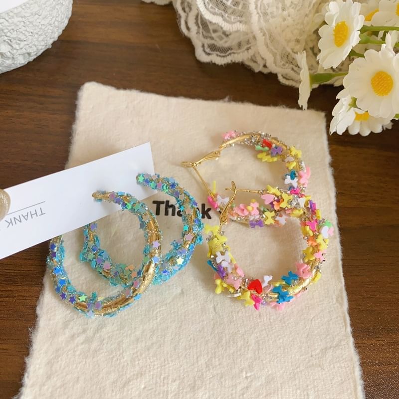 / Earring Star Bow Heart Hoop