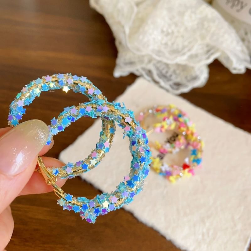 / Earring Star Bow Heart Hoop