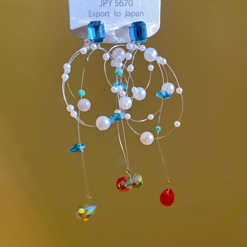 Earring Drop Rhinestone Pearl Faux