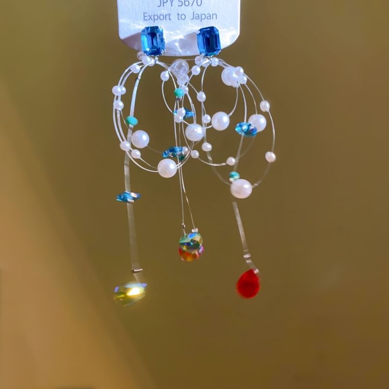 Earring Drop Rhinestone Pearl Faux