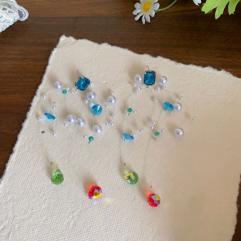 Earring Drop Rhinestone Pearl Faux