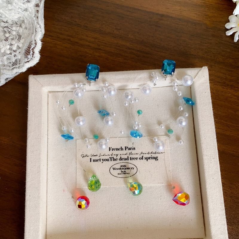 Earring Drop Rhinestone Pearl Faux