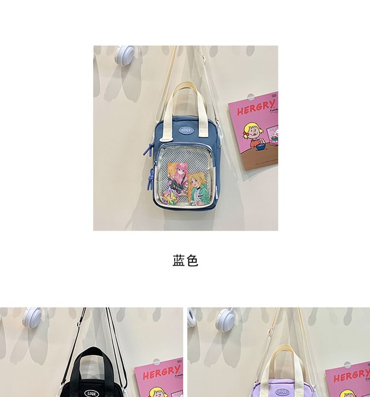 Mesh Panel Crossbody Bag