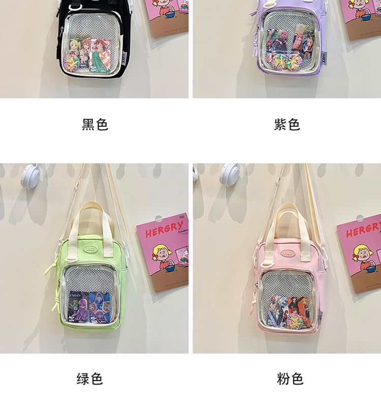 Mesh Panel Crossbody Bag