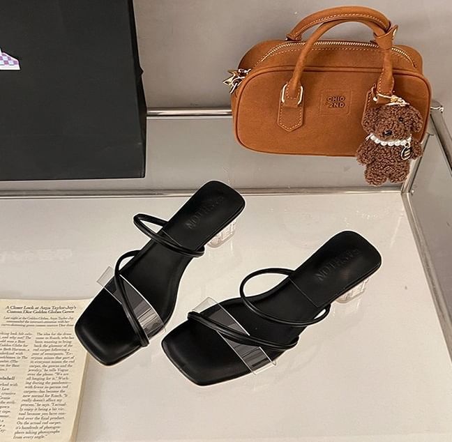 Sandals Toe Square Heel Slide PVC Low