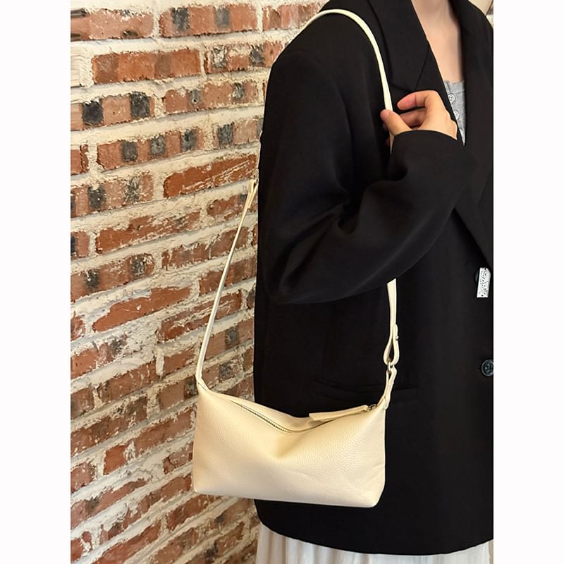 Faux Leather Plain Shoulder Bag