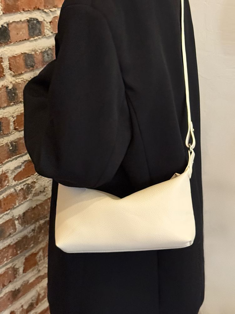 Faux Leather Plain Shoulder Bag