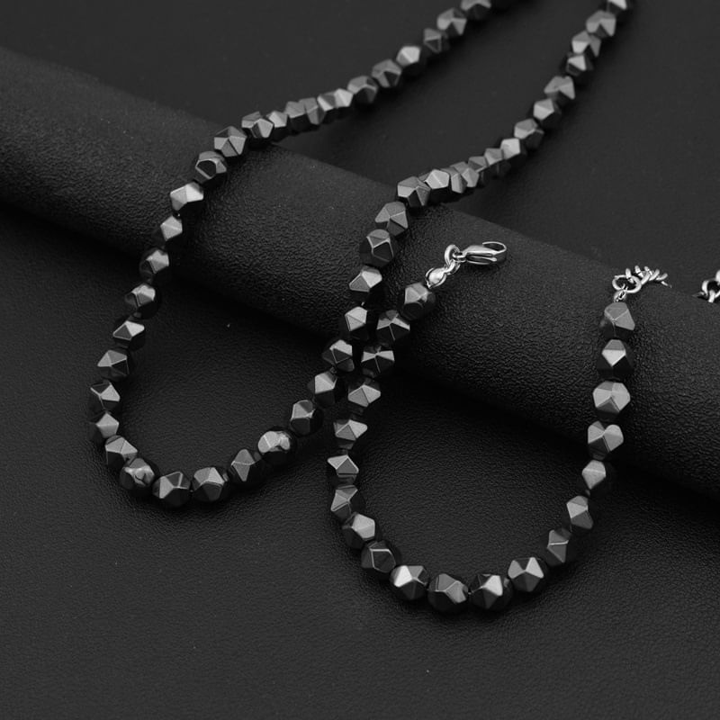 Geometric Stone Bead Necklace or Bracelet